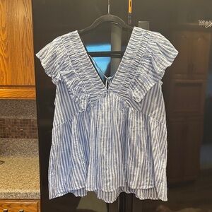 Lucky Brand Blue and White Striped Blouse